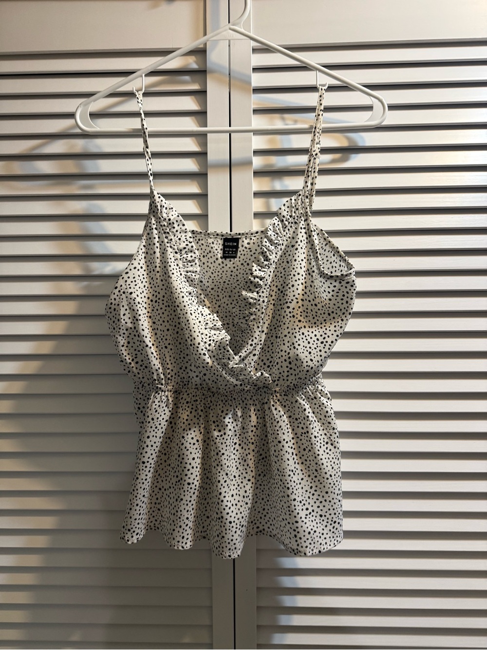 SHEIN White Cami with Black Polka Dots